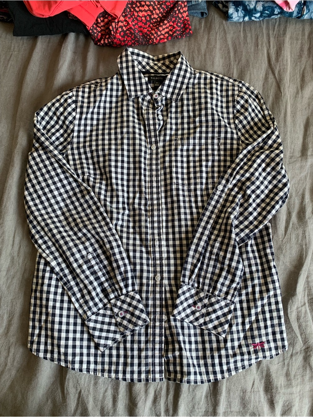 ⚡️5 for $25⚡️ Talbots Black and White Gingham Button-Down Shirt -  4